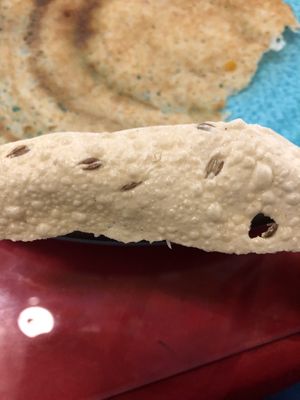 Pappadam with cumin  at Annam Brahma in Jamaica