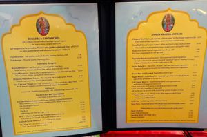 Menu page at Annam Brahma at Annam Brahma in Jamaica