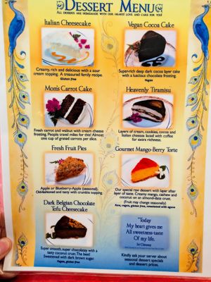 Menu page at Annam Brahma at Annam Brahma in Jamaica