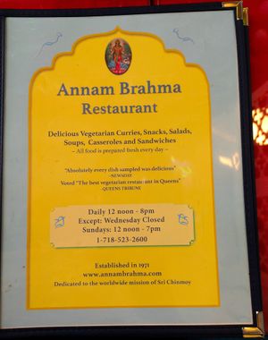 Menu page at Annam Brahma at Annam Brahma in Jamaica