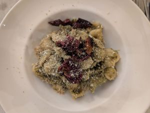 Orecchiette con cruschi e cime di rapa at Osteria Pico in Matera