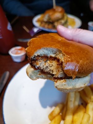 Plain vegan chicken burger at Revolution in Manchester