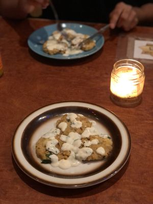 appetizer chickpea potato patty  at Maastricht goes Vegan in Maastricht
