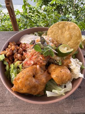 Battered cauliflower is now vegan, staff mentioned.   at Luuna - Soul Cantina in Noosaville
