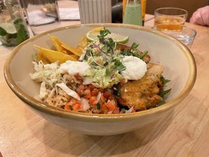 Luuna bowl with battered cauliflower for the protein   at Luuna - Soul Cantina in Noosaville