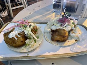 Battered cauliflower tacos   at Luuna - Soul Cantina in Noosaville