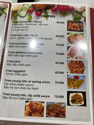 Part of the menu  at Vegito in Phan Thiet