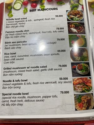 Part of the menu  at Vegito in Phan Thiet