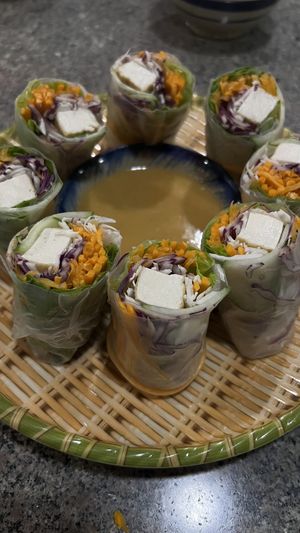 Summer rolls with peanut saucee  at Vegito in Phan Thiet