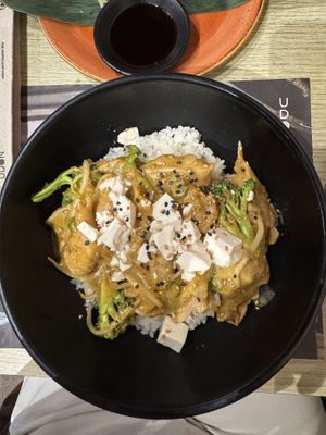 Vegan Karee and tofu (asked for mushrooms to be removed)  at UDON - Viapol in Sevilla