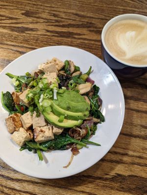 Vegan loaded hashbrowns with the addition of black beans and avocado #Veganuary at Bull and Bean in Durham