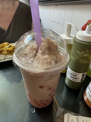 Blended popping boba bubble tea  at Anu Rana's Healthy Kitchen in Vashon Island