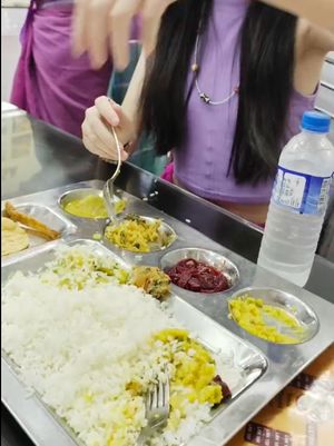 Rice and curry set at Hotel Saumiya in Kandy
