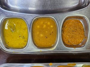 Curries (refilled whenever you'd like) at Hotel Saumiya in Kandy