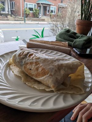 Breakfast burrito at Solar Harvests in East Greenville