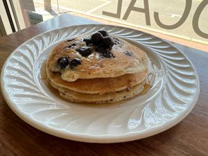 Blueberry pancakes  at Solar Harvests in East Greenville