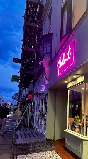 Look for the pink neon Palmito signage  at Palmito in Hove