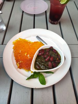 Tahdig with gormeh sabzi at Seven Valleys Persian Cuisine in Hoboken