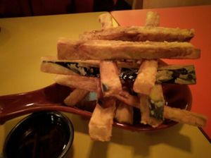 Eggplant Fries (honey sauce on the side) at Poppy in Seattle