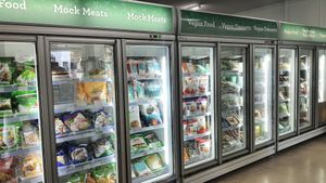 freezers filled with meat alternatives and icecream at Vegan Grocery Store in Sydney