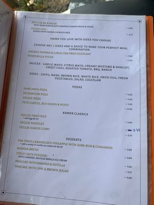 Menu at Bohemiaz Resort & Spa in Kampot