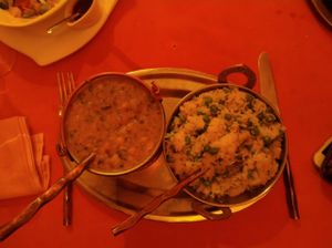 lentil meal with rice and peas at Tandoori in Ljubljana