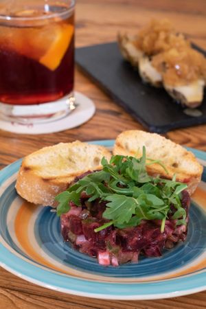 Vegan steak tartare at Ginger & Seltz in Barcelona