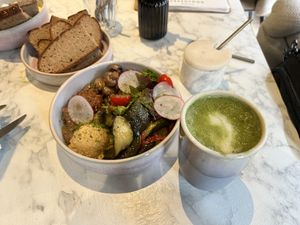 Vegan bowl and match latte   at LUCKY in Moenchengladbach