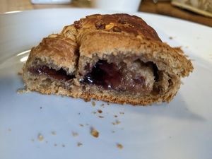 Vegan croissant with blueberry jam at Ben Ledi in Callander