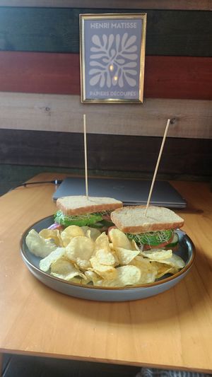 Veggie sandwich with gf bread at Peace on Earth Coffee in Riverton