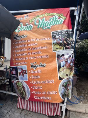 This is the main sign visible from the primary market path.  at Antojitos Oaxaqueños Dona Martha in Oaxaca