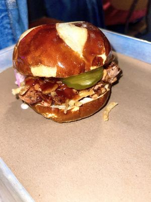 smoked bbq jackfruit sandwich  at Vegan Vibrationz in Plano