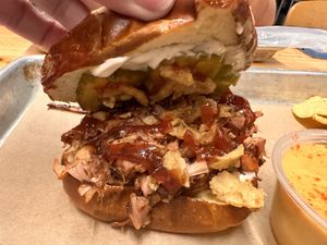 BBQ Pulled Sandwich - delicious!   at Vegan Vibrationz in Plano