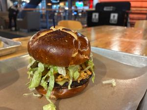 Bacon jalapeño cheddar burger at Vegan Vibrationz in Plano