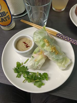 Summer rolls with a sesame dip at Peace Kitchen - Kallio in Helsinki