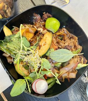 PAD KEE MAO BEYOND MEAT, not in the menu, but ask it if you like meaty chili thai basil noodles! SO GOOOD!!💖  at Peace Kitchen - Kallio in Helsinki