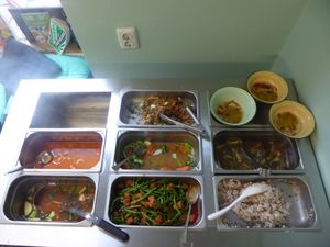 An example buffet with many options (there's more at the non-warm table) at Peace Kitchen - Kallio in Helsinki