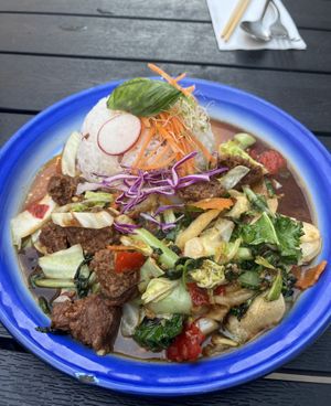 PAD KRA PAO BEYOND MEAT  at Peace Kitchen - Kallio in Helsinki