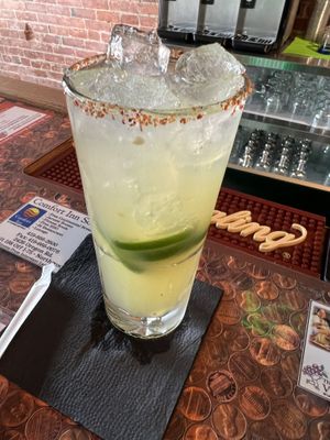 Jalapeño cucumber margarita with a tajin rim  at Lupita's Cantina in Perrysburg