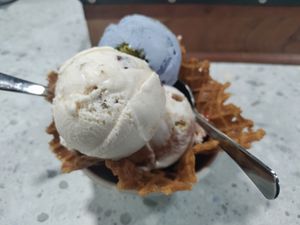 3 scoops an eye watering $19.50! at Via Lactea Scoop Shop in San Juan