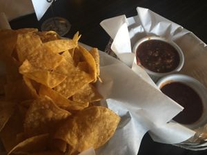 Multiple homemade salsas with popping flavor! at The Conquistador Lounge in Portland