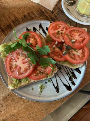 Avocado toast  at Velo Cafe & Bar in Interlaken
