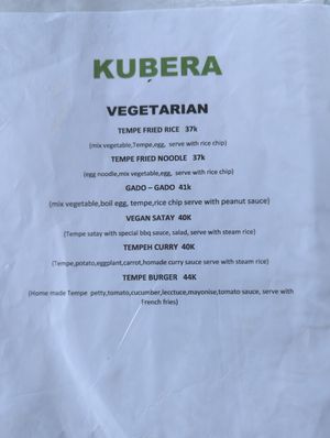 Updated pricing August 2024 at Kubera Kitchen in Ubud