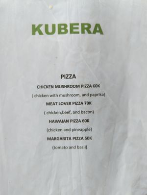 Updated pricing August 2024 at Kubera Kitchen in Ubud