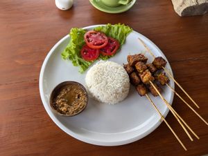 Vegan tempeh satay. Pretty tasty! 👌🏽 at Kubera Kitchen in Ubud