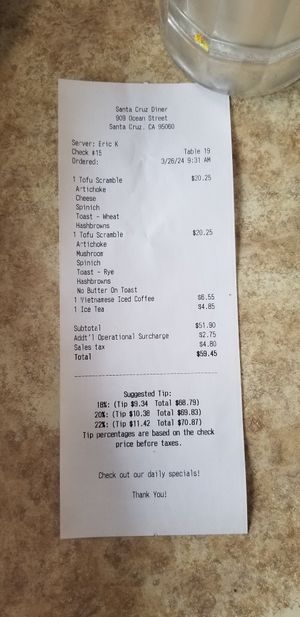  at Santa Cruz Diner in Santa Cruz