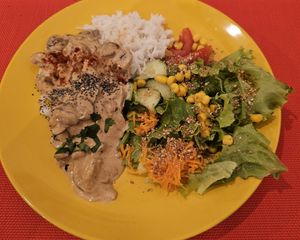 Mushroom strogonoff. at Gira Sol in Tomar