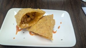 Mac and beef empanada at The Vegan Factory  in Bronx