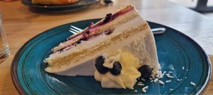 Lemon and blueberry cake at Kawastrofa in Wroclaw