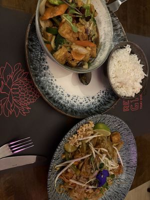  Vegan RTG veggie stir fry and vegan pad thai, both absolutely amazing!  at Red Torch Ginger in Dublin